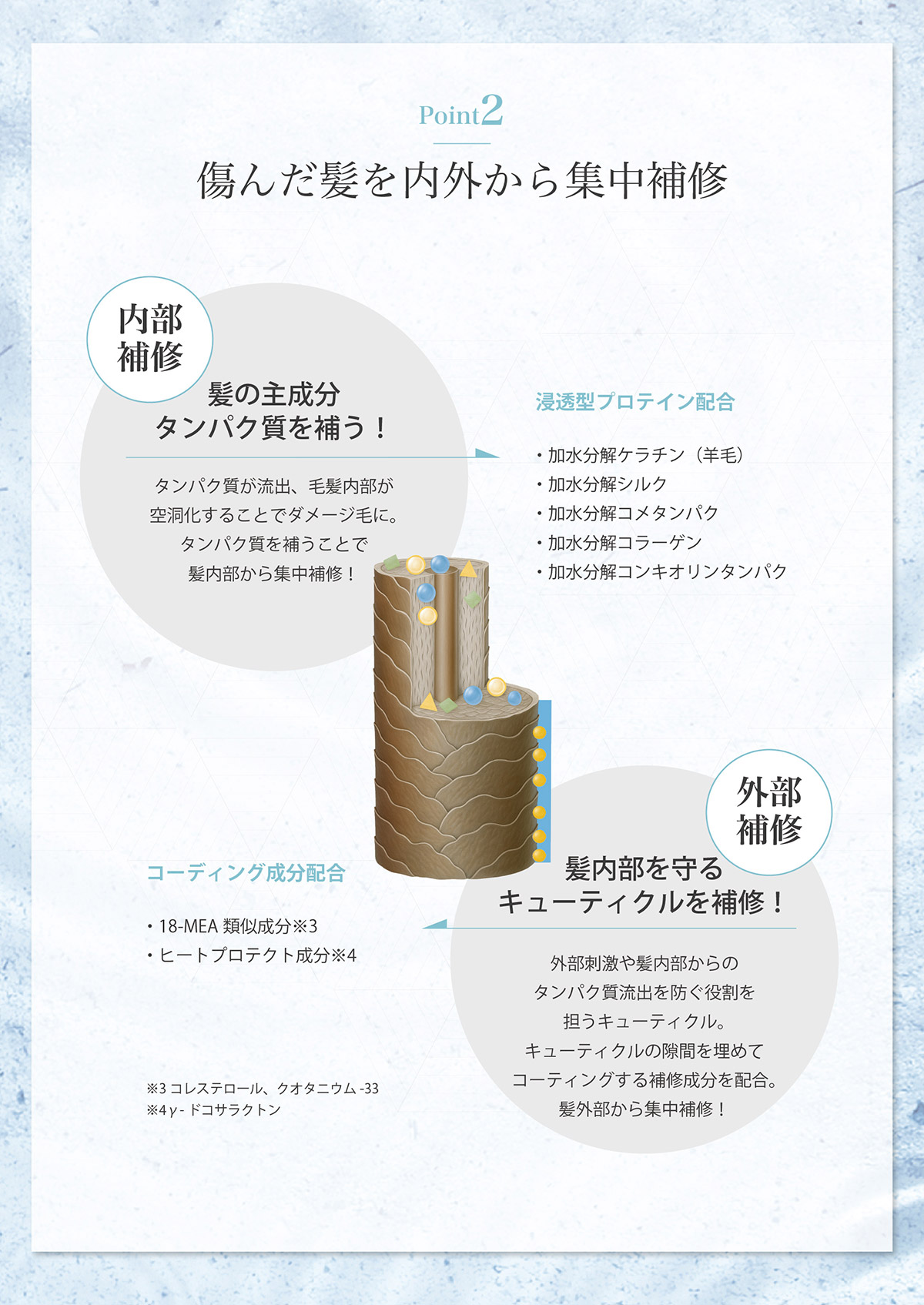 傷んだ髪を内外から集中補修